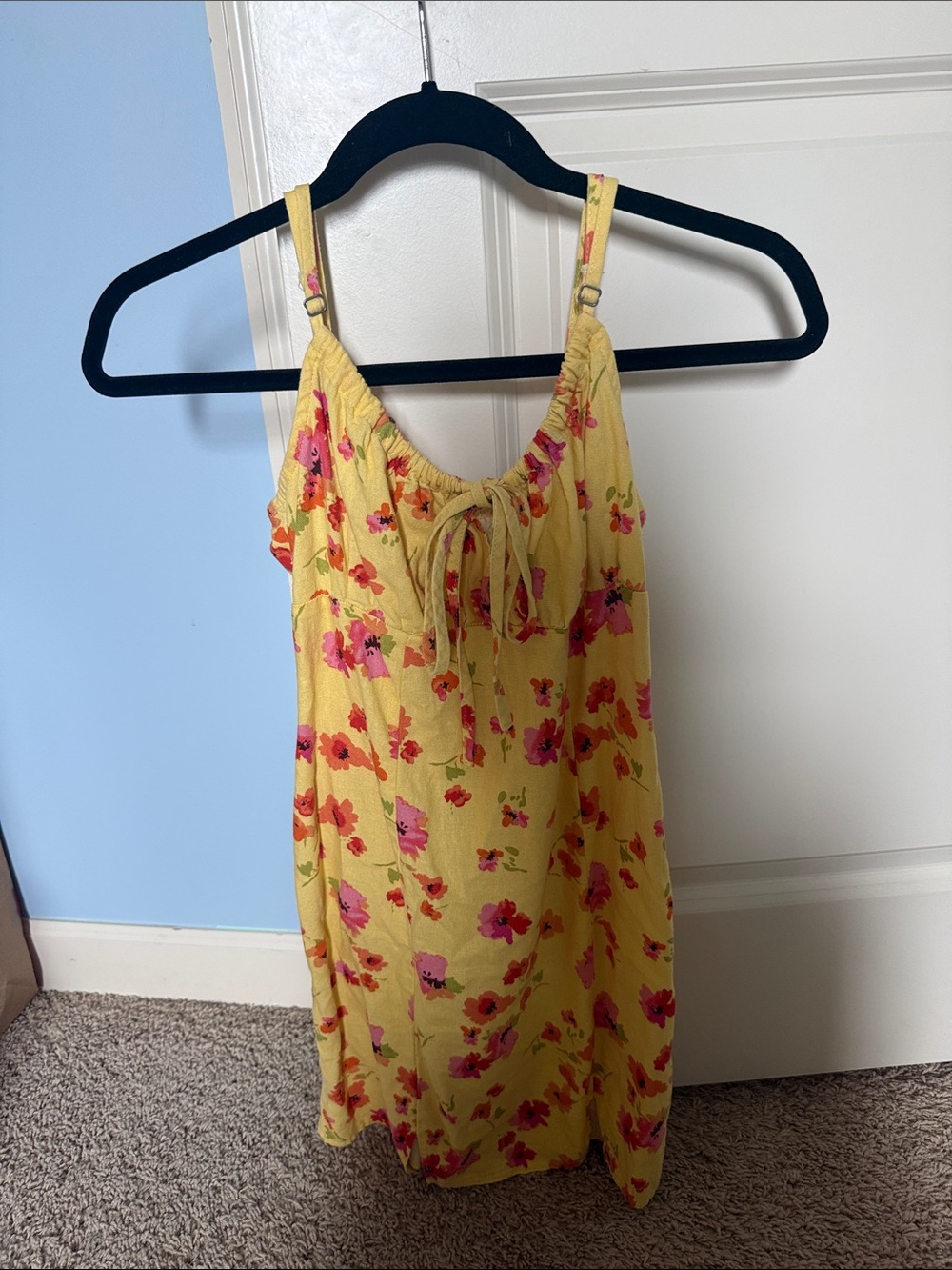 wild fable Yellow Floral Slip Dress with Pink & Orange Blooms